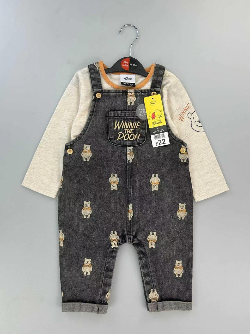 Overol Ositos Gris con camiseta crema