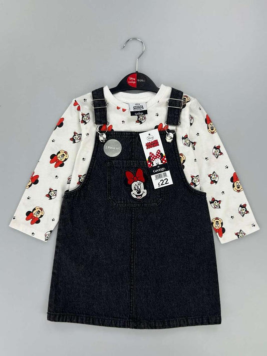 Vestido Denim Negro 2 Piezas con camiseta crema