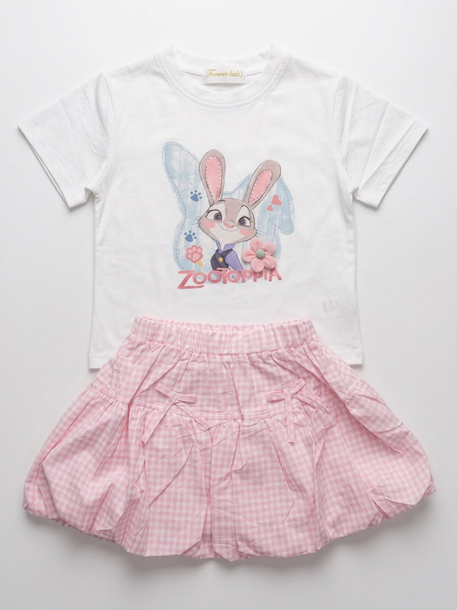 Conjunto Blusa y Falda Rosada