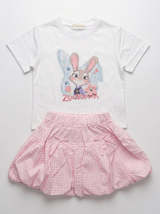 Conjunto Blusa y Falda Rosada