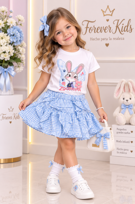 Conjunto Blusa y Falda Azul